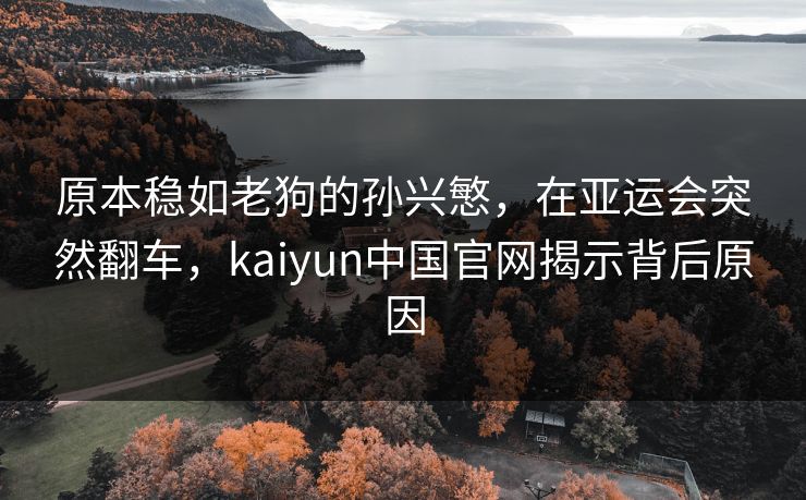 原本稳如老狗的孙兴慜，在亚运会突然翻车，kaiyun中国官网揭示背后原因