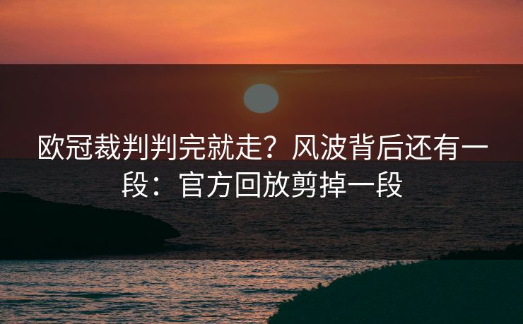 欧冠裁判判完就走？风波背后还有一段：官方回放剪掉一段