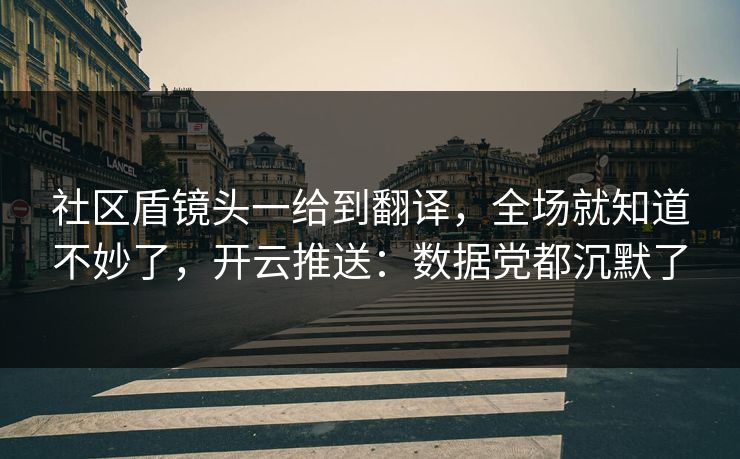 社区盾镜头一给到翻译，全场就知道不妙了，开云推送：数据党都沉默了