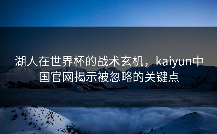 湖人在世界杯的战术玄机,kaiyun中国官网揭示被忽略的关键点